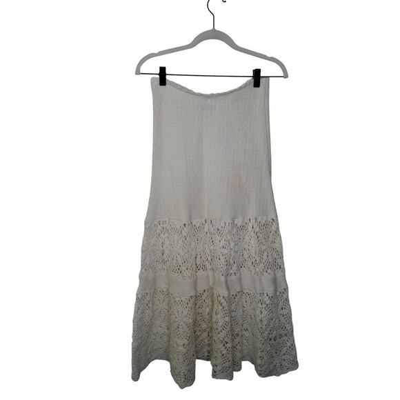 Adam Lippes Cream Midi Crochet Skirt - Off-White Cotton Knit Skirt Sz M - Picture 5 of 7